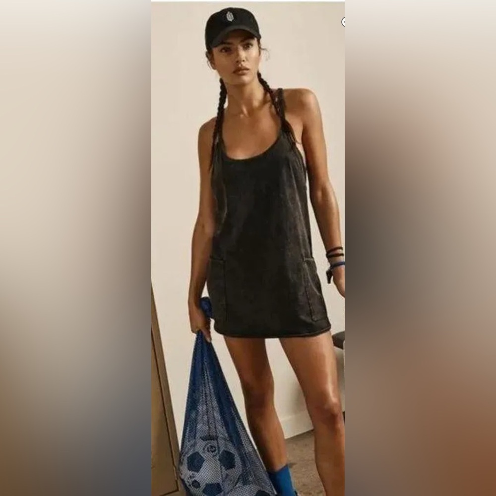 Washed Black Tank Dress with Pockets